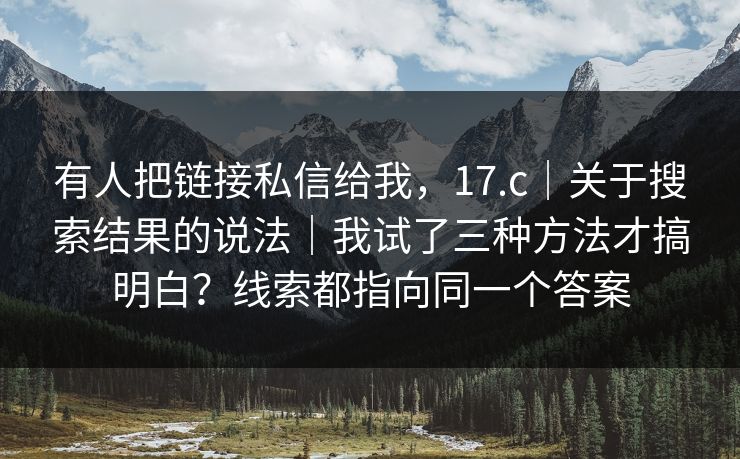 有人把链接私信给我，17.c｜关于搜索结果的说法｜我试了三种方法才搞明白？线索都指向同一个答案