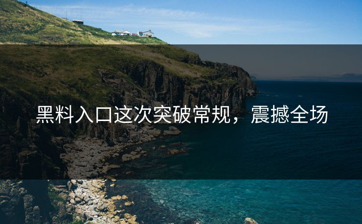 黑料入口这次突破常规，震撼全场